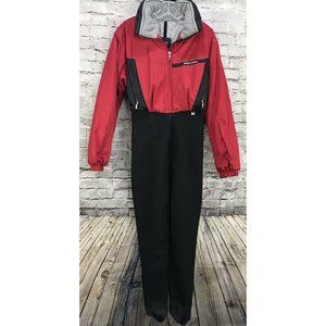 Vintage 80's Retro Nils Women's Sz 14 Red Black  Ski Snow Suit Stirrups Stretch